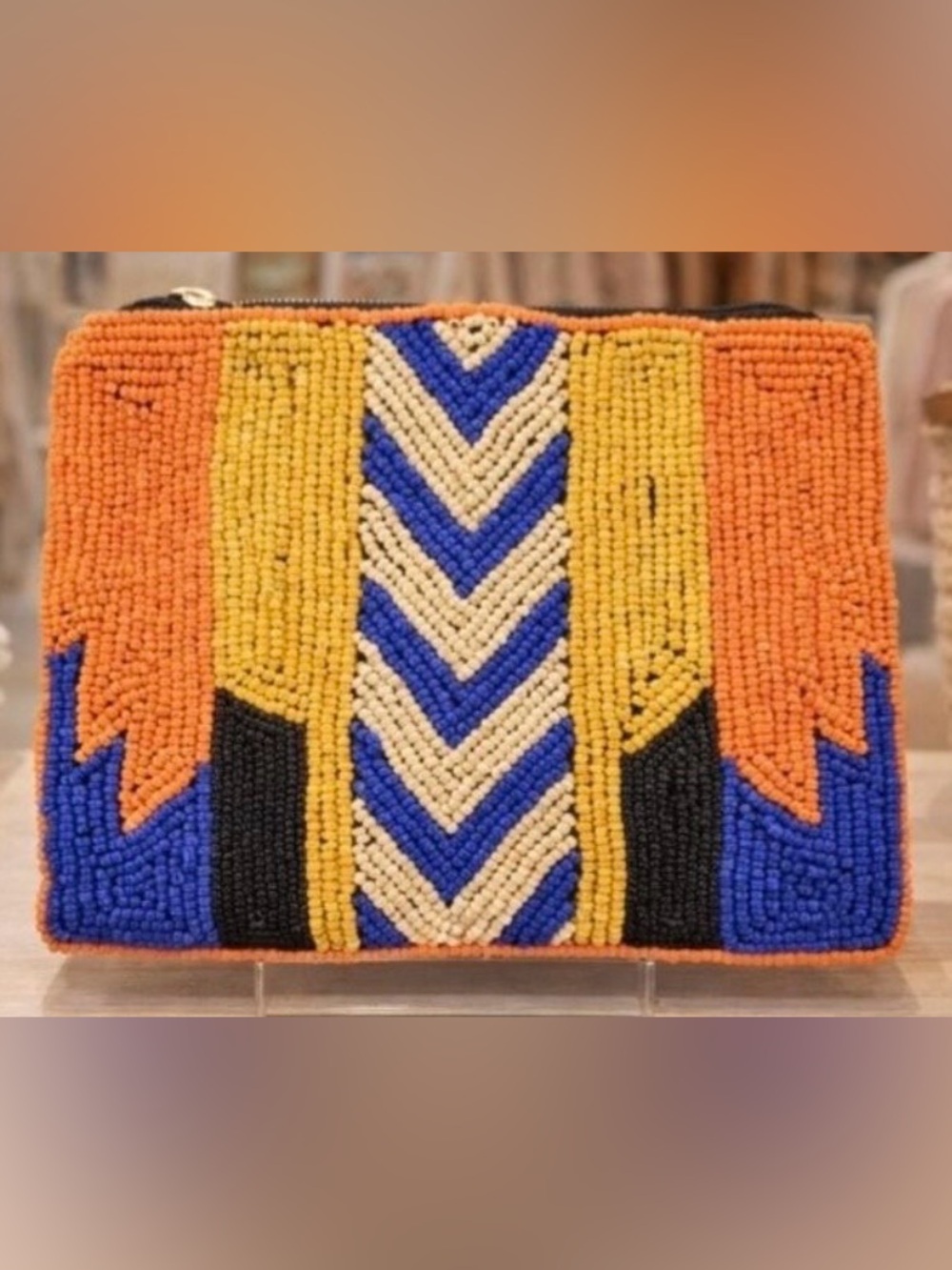 Kay Lee Beaded Zig Zag Coin Purse NEW